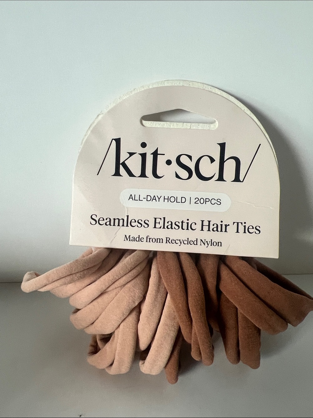 Kitsch Seamless Elastic Hair Ties - Blush Pink & Warm Brown Duo